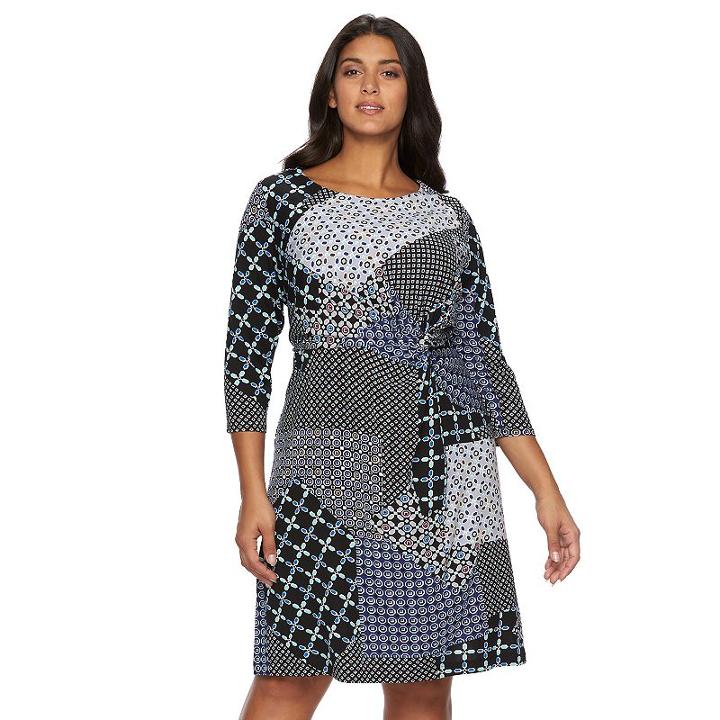Plus Size Dana Buchman Printed Twist-front Dress, Women's, Size: 2xl, Med Blue