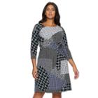 Plus Size Dana Buchman Printed Twist-front Dress, Women's, Size: 2xl, Med Blue