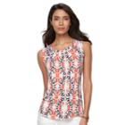 Petite Croft & Barrow&reg; Printed Shirred Tank, Women's, Size: S Petite, Lt Orange