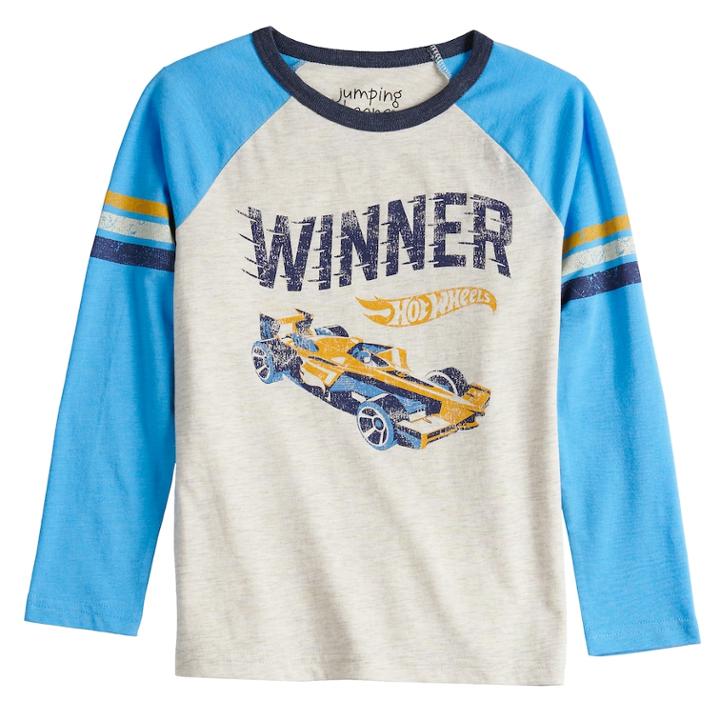 Boys 4-12 Jumping Beans&reg; Retro Hot Wheels Winner Striped Raglan Tee, Size: 6, Beige