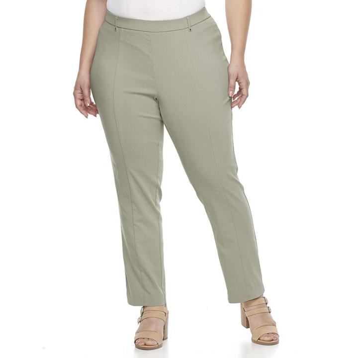 Plus Size Napa Valley Slimming Solution Straight-leg Dress Pants, Women's, Size: 24 W, Green Oth