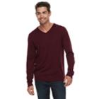 Men Apt. 9&reg; Wool-blend Merino V-neck Sweater, Size: Small, Drk Purple