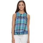 Juniors' So&reg; Embroidered Pom-pom Hem Tank, Teens, Size: Small, Blue