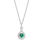 Sterling Silver Lab-created Emerald & White Sapphire Halo Twist Pendant, Women's, Green