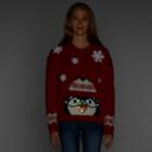 Junior's It's Our Time Light-up Penguin Sweater, Teens, Size: Large, Red Other