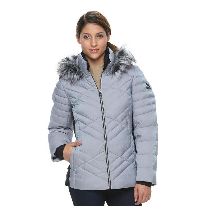 Women's Zeroxposur Colleen Hooded Puffer Jacket, Size: Medium, Med Grey