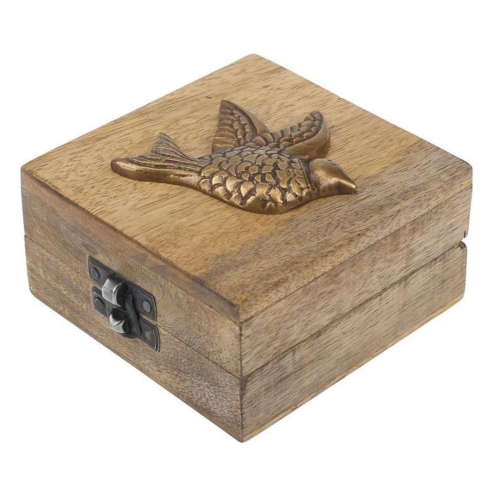 Stonebriar Collection Sparrow Wood Box Table Decor, Brown