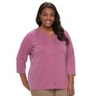 Plus Size Women's Croft & Barrow&reg; Button-up Top, Size: 2xl, Med Purple