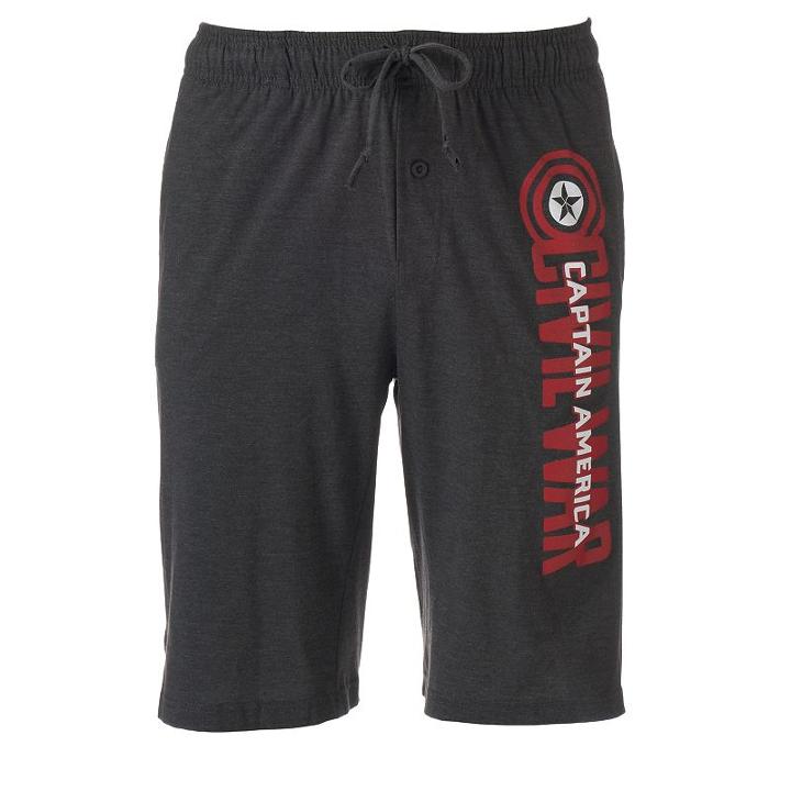 Men's Marvel Captain America Civil War Lounge Shorts, Size: Xl, Grey (charcoal)