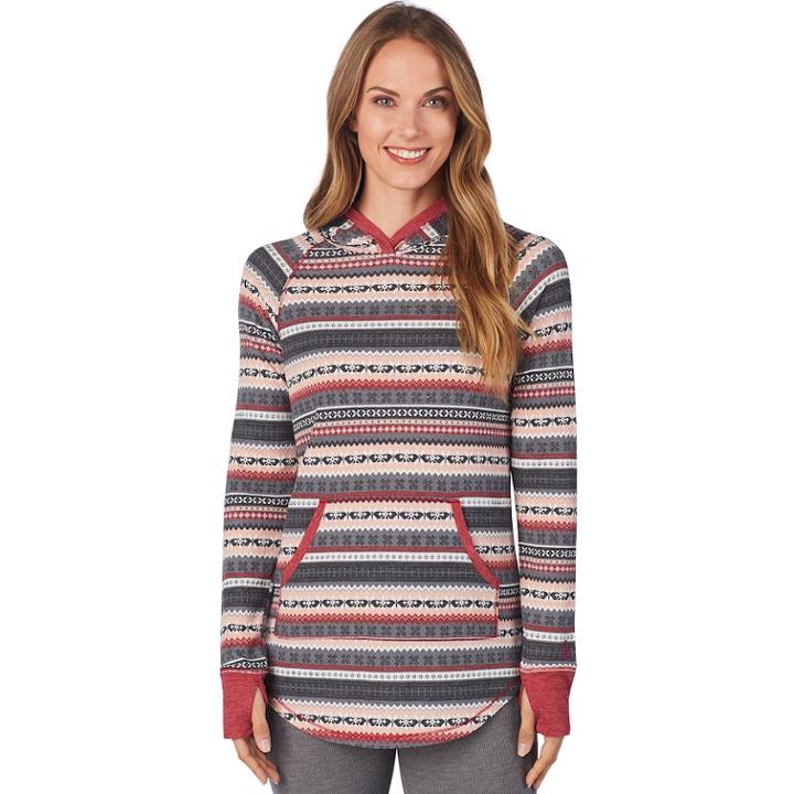 Women's Cuddl Duds Stretch Thermal Tunic Hoodie, Size: Medium, Silver