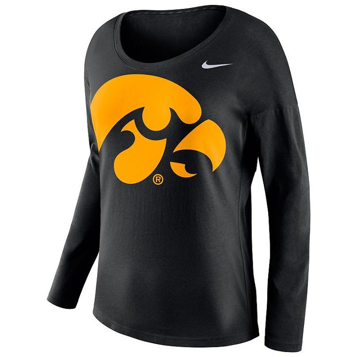 Women's Nike Iowa Hawkeyes Tailgate Long-sleeve Top, Size: Small, Black