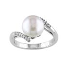 South Sea Cultured Pearl And Diamond Accent 14k White Gold Bypass Ring, Women's, Size: 5