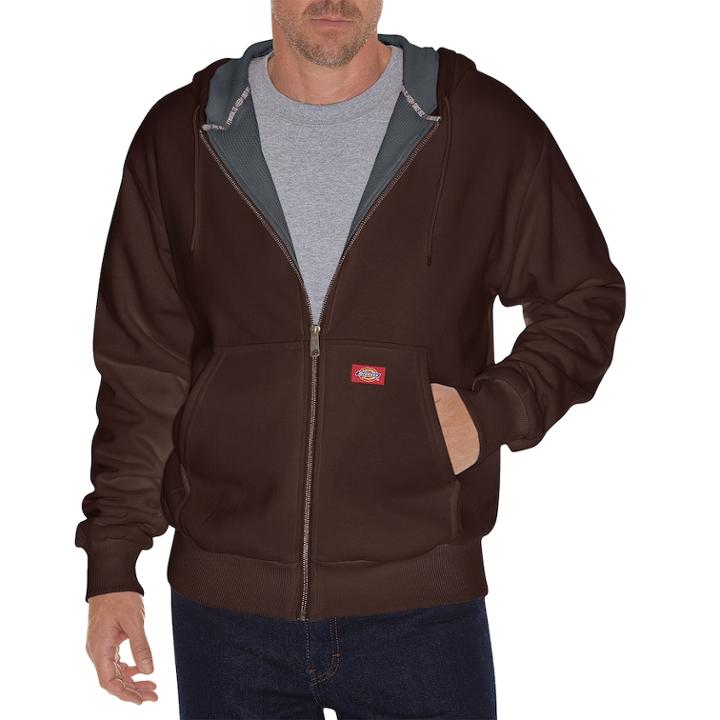 Men's Dickies Thermal Lined Fleece Hoodie, Size: Medium, Med Brown