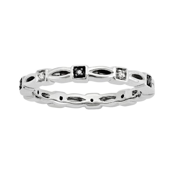 Stacks And Stones Sterling Silver Black And White Diamond Accent Stack Ring, Women's, Size: 9, Multicolor