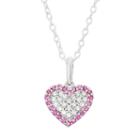 Junior Jewels Kids' Sterling Silver Cubic Zirconia Heart Pendant, Girl's, Size: 13, Pink