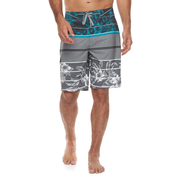 Men's Trinity Collective Pensicola Modern-fit Floral Board Shorts, Size: 34, Black