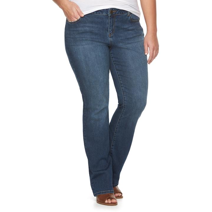Juniors' Plus Size So&reg; Embroidered Bootcut Denim Jeans, Teens, Size: 20w T/l, Dark Blue