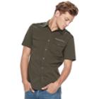 Big & Tall Rock & Republic Stretch Woven Button-down Shirt, Men's, Size: 4xb, Dark Green