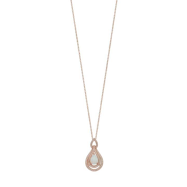 14k Rose Gold Over Silver Lab-created Opal & White Sapphire Teardrop Pendant, Women's, Size: 18, Multicolor