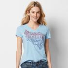 Women's Patriotic Graphic V-neck Tee, Size: Xl, Med Blue