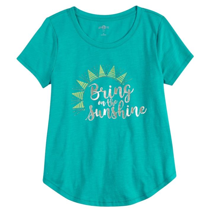 Girls 7-16 & Plus Size So&reg; Curve Hem Shiny Graphic Tee, Size: 16, Med Blue