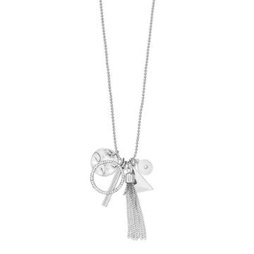 Mudd&reg; Geometric Charm Tassel Necklace, Women's