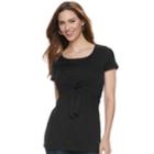 Maternity A:glow Tie Accent Popover Nursing Tee, Women's, Size: L-mat, Black