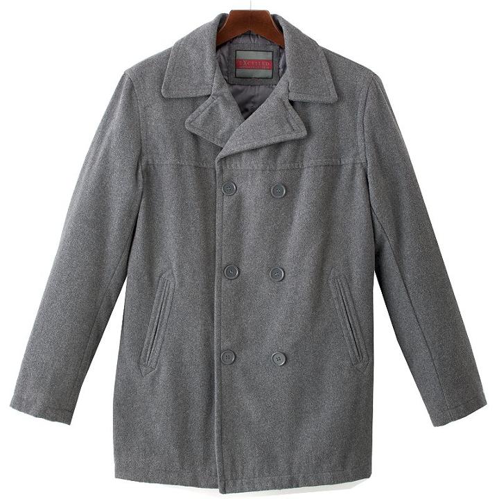 Men's Excelled Wool Blend Peacoat, Size: Xl, Grey