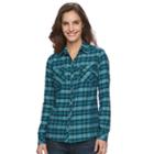 Women's Croft & Barrow&reg; Plaid Flannel Shirt, Size: Medium, Turquoise/blue (turq/aqua)