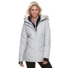Women's Free Country Hooded Faux-fur Trim Down Jacket, Size: Small, Grey