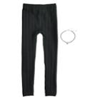 Girls 4-14 Skinny Cable Fleece-lined Black Leggings With Necklace, Size: S-m, Oxford
