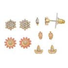 Lc Lauren Conrad Flower, Leaf & Marquise Nickel Free Stud Earring Set, Women's, Pink