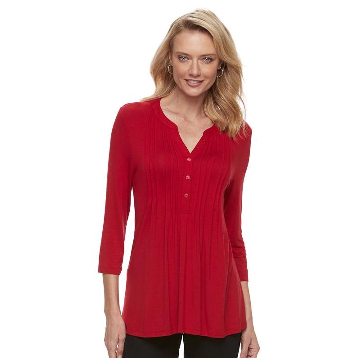 Women's Croft & Barrow&reg; Pleated Popover Top, Size: Small, Med Red