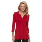 Women's Croft & Barrow&reg; Pleated Popover Top, Size: Small, Med Red