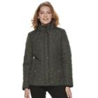 Women's Weathercast Faux-fur Trim Quilted Jacket, Size: Small, Green