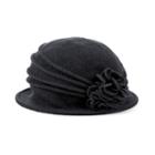 Scala Knit Wool Flower Cloche Hat, Women's, Black