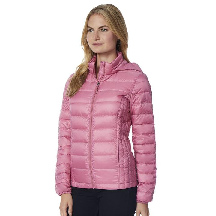 Women's Heat Keep Down Hooded Puffer Jacket, Size: Large, Brt Purple