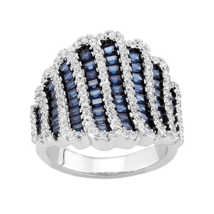 Sterling Silver Lab-created Blue Spinel & Lab-created White Sapphire Ring, Women's, Size: 7
