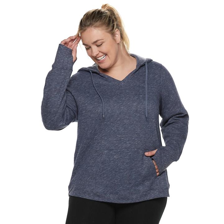 Plus Size Tek Gear&reg; V-neck Hoodie, Women's, Size: 3xl, Dark Blue