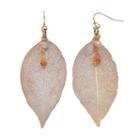 Beaded Leaf Drop Earrings, Women's, Brown