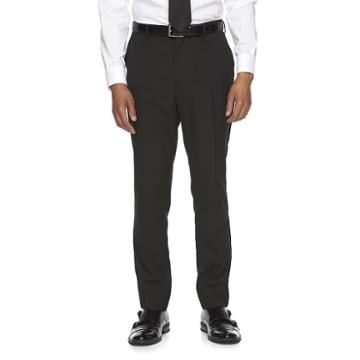 Men's Wd. Ny Slim-fit Black Flat-front Suit Pants, Size: 32x32, Oxford
