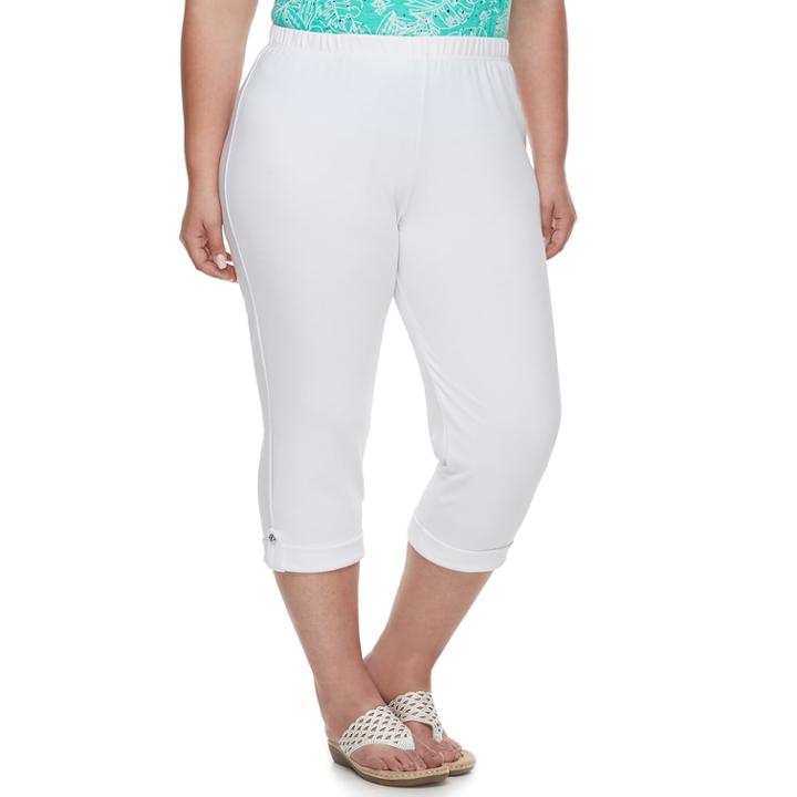Plus Size Cathy Daniels Pull-on Roll Cuff Capris, Women's, Size: 3xl, White