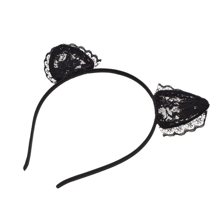 Lace Mouse Ear Headband, Women's, Black