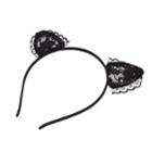 Lace Mouse Ear Headband, Women's, Black