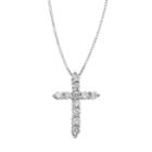14k White Gold 1/4 Carat T.w. Diamond Cross Pendant Necklace, Women's