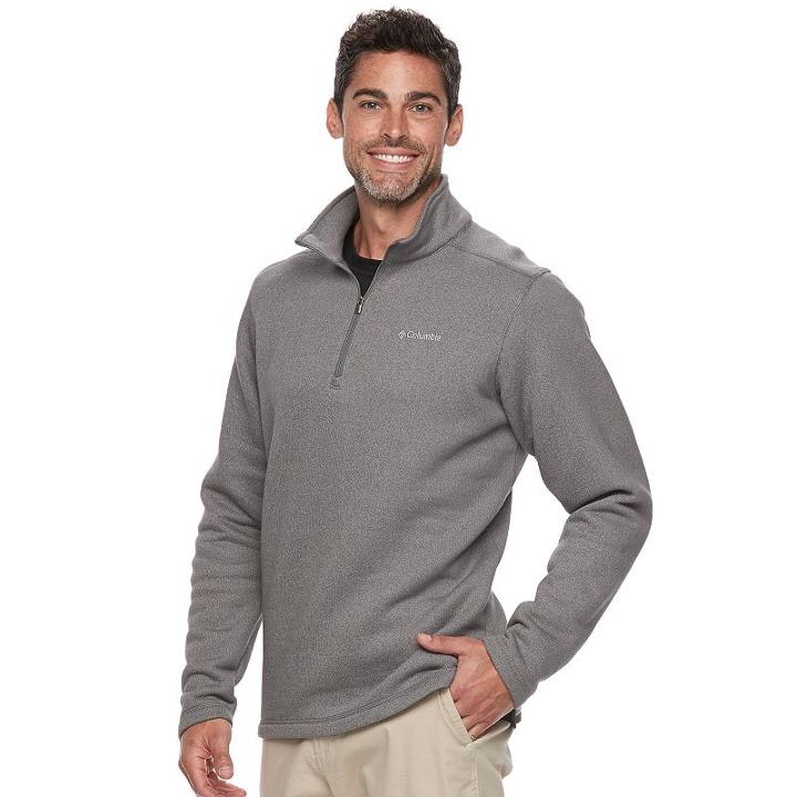 Men's Columbia Ortega Oaks Quarter-zip Fleece Jacket, Size: Medium, Med Grey