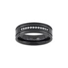 1/6 Carat T.w. Diamond Black Ion-plated Stainless Steel Wedding Band - Men, Size: 12.50