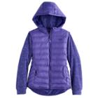 Girls 4-16 Hawke & Co Midweight Sweater Fleece Puffer Jacket, Size: 16, Drk Purple