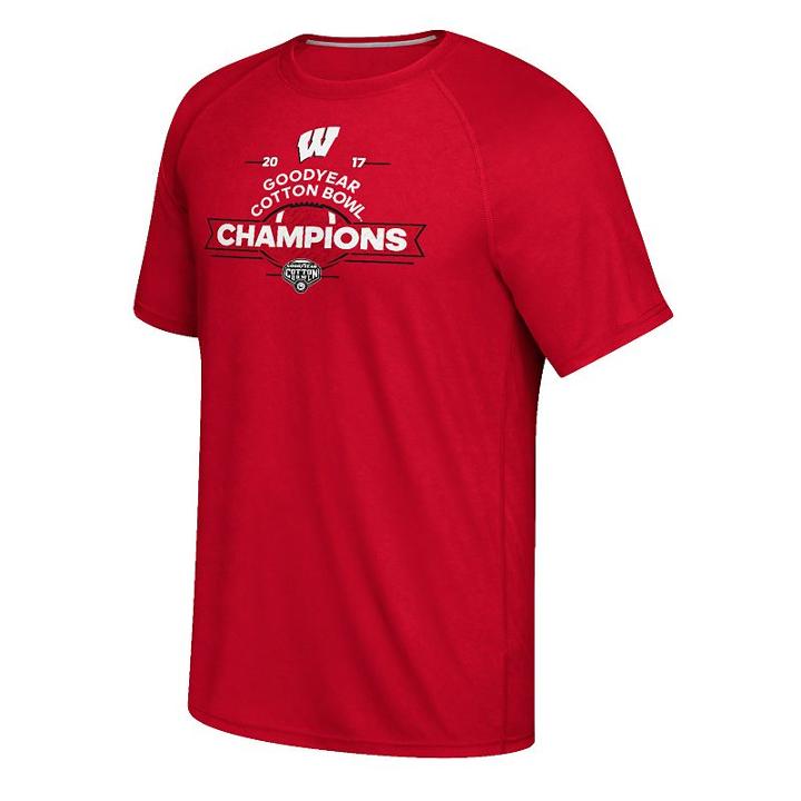 Men's Adidas Wisconsin Badgers 2017 Cotton Bowl Champions Tee, Size: Medium, Red