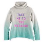 Girls 7-16 So&reg; Cowlneck Curved Hem Fleece-lined Graphic Top, Size: 10, Blue Other